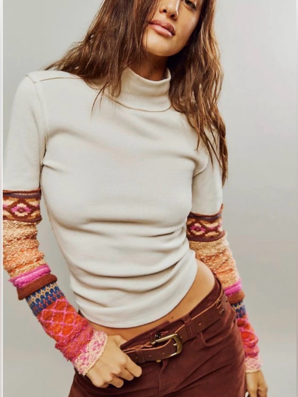 Free People S We The Free All Too Well Cuff waffle thermal knit sweater sleeve